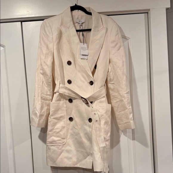 Reiss Beatrice linen belted tux dress ivory  10 - Picture 2 of 16
